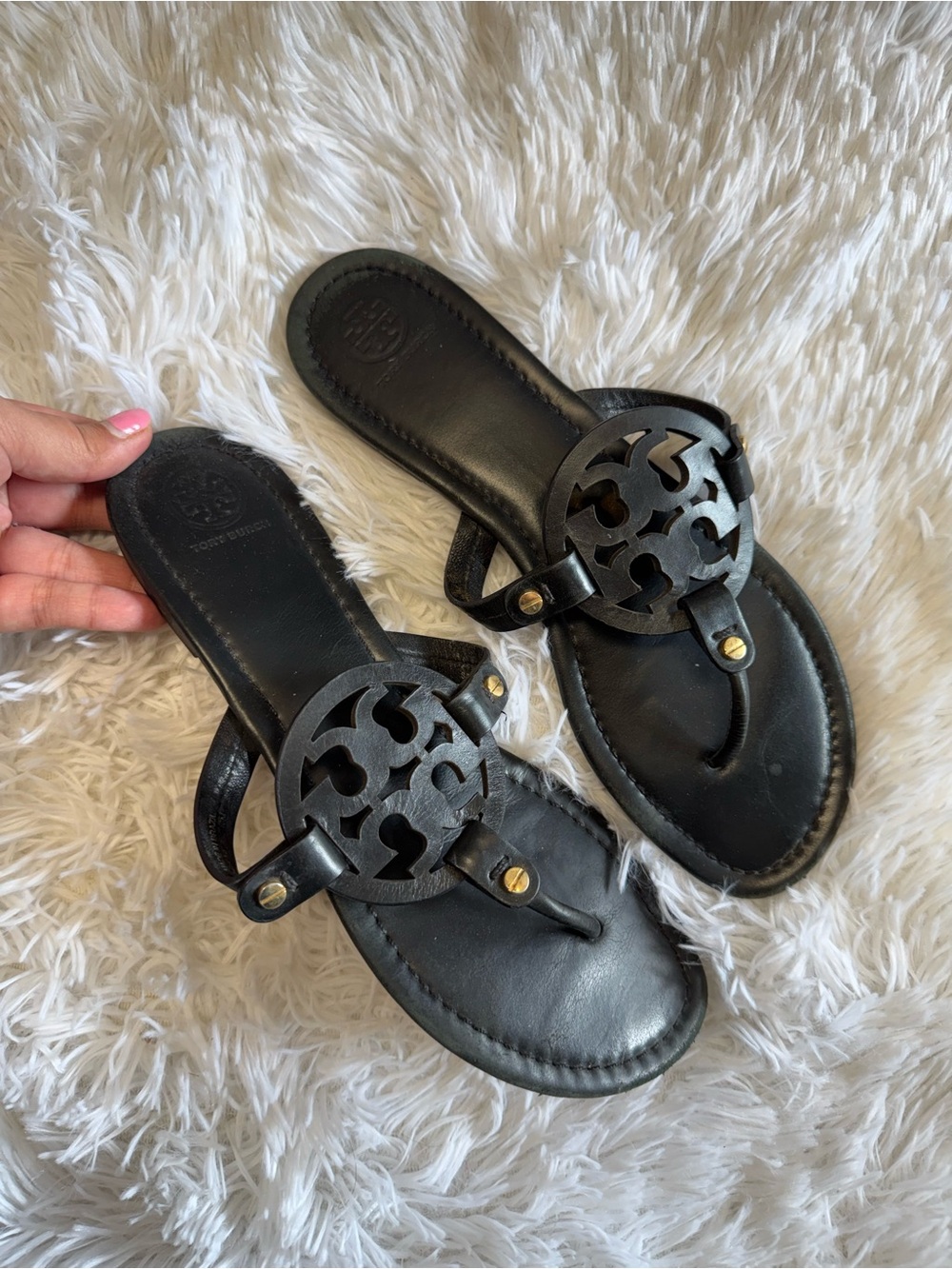 Authentic Tory Burch Black Miller Sandals
